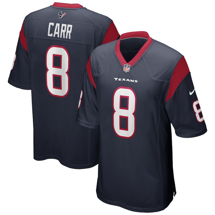 Men Houston Texans #8 David Carr Nike Navy Game Retired Player NFL Jersey